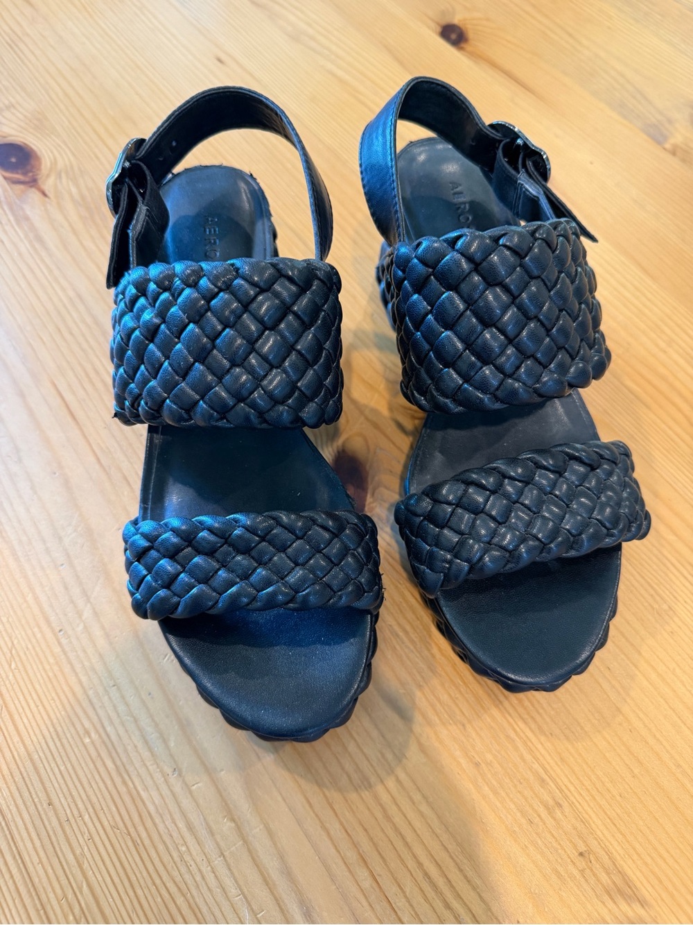 Women's Aerosoles Camera Black Braided Strap Sandals